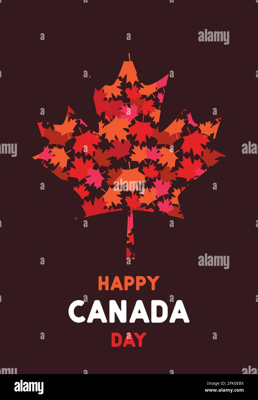 Poster Happy Canada Day. 1 luglio. Biglietto d'auguri con illustrazione vettoriale. Canada Maple foglie su sfondo bianco Illustrazione Vettoriale