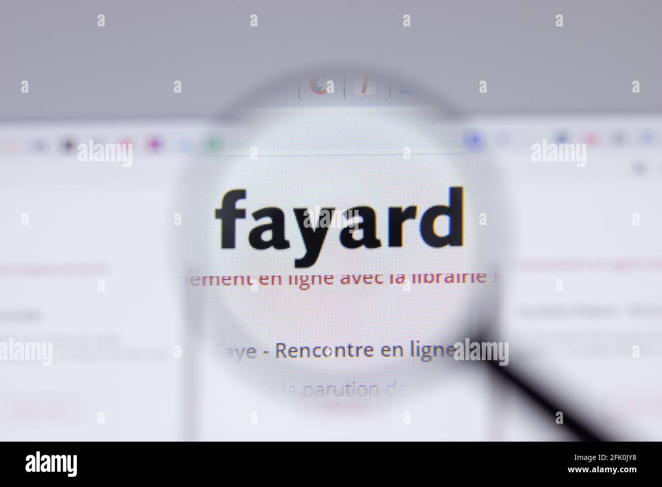 New York, USA - 26 Aprile 2021: Primo piano del logo Fayard sulla pagina del sito, Editoriale illustrativo Foto Stock