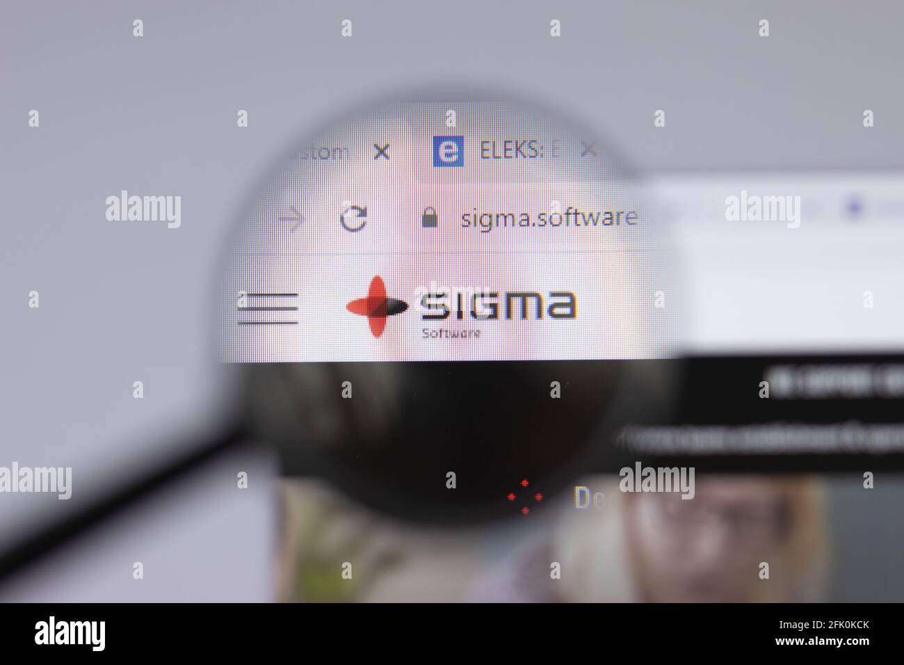 New York, USA - 26 Aprile 2021: Primo piano del logo Sigma Software sulla pagina del sito, Editoriale illustrativo Foto Stock