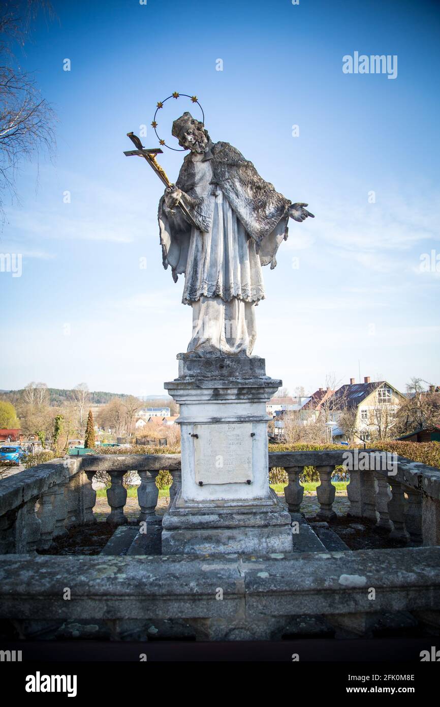 Statua del santo Giovanni di Nepomuk a Weitra, Waldviertel, Austria Foto Stock