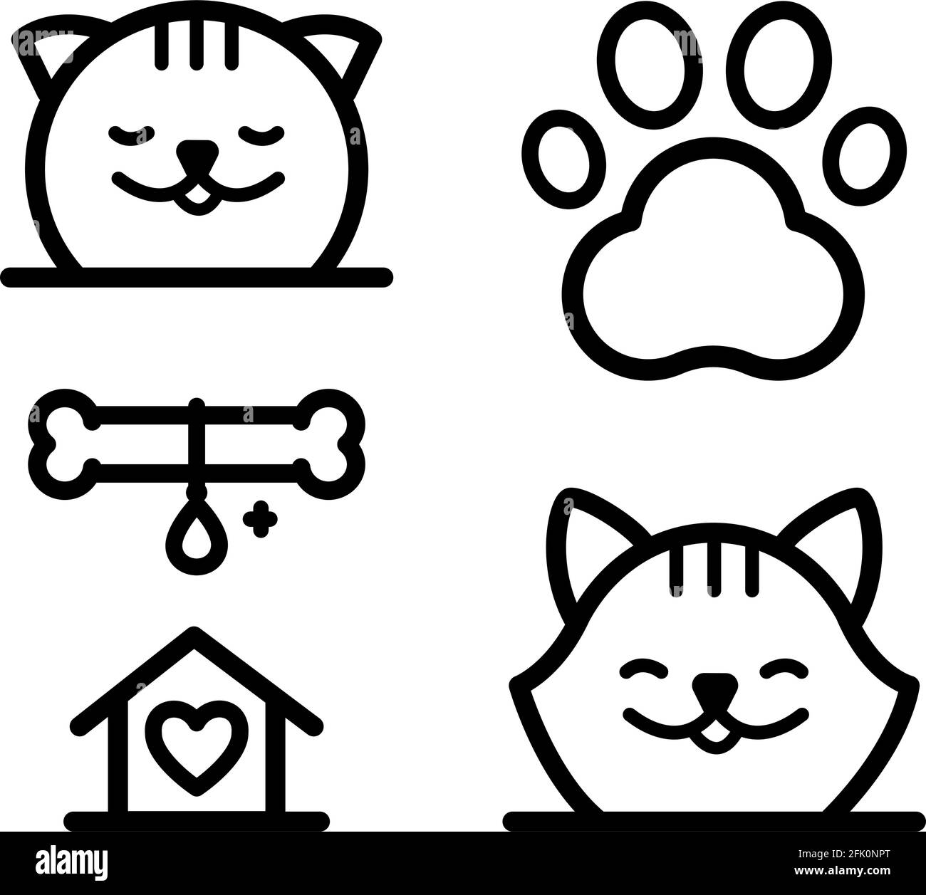 set di icone dell'hotel per animali domestici Illustrazione Vettoriale