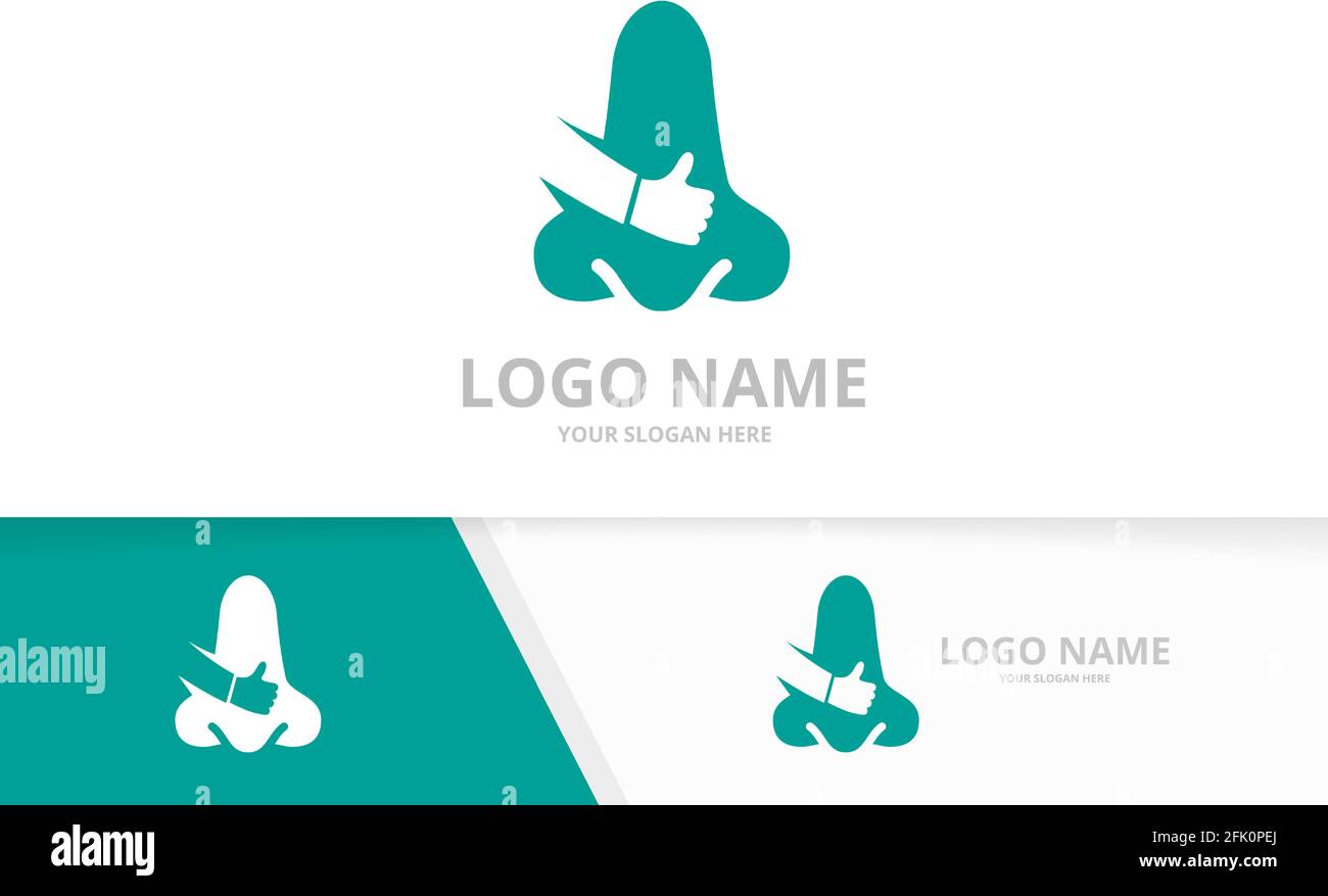 Combinazione di naso vettoriale e logo simile. Clinica ENT, modello di logotipo otolaringologico. Illustrazione Vettoriale