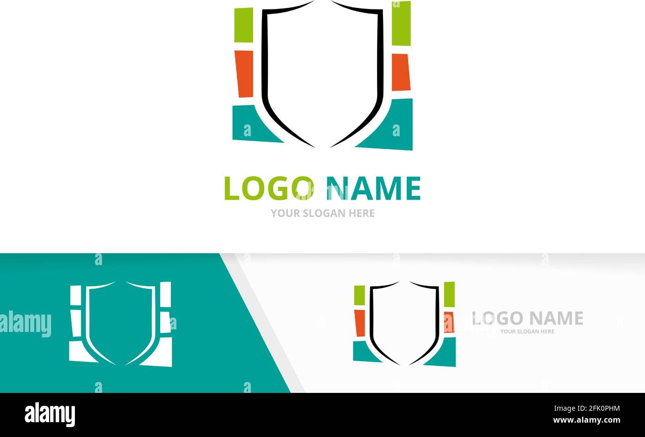 Combinazione di logo Shield. Esclusivo modello di logotipo di protezione. Illustrazione Vettoriale