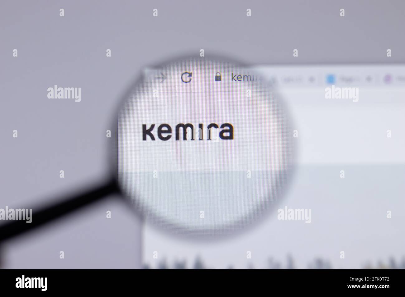 New York, USA - 26 Aprile 2021: Primo piano del logo Kemira sulla pagina del sito, Editoriale illustrativo Foto Stock