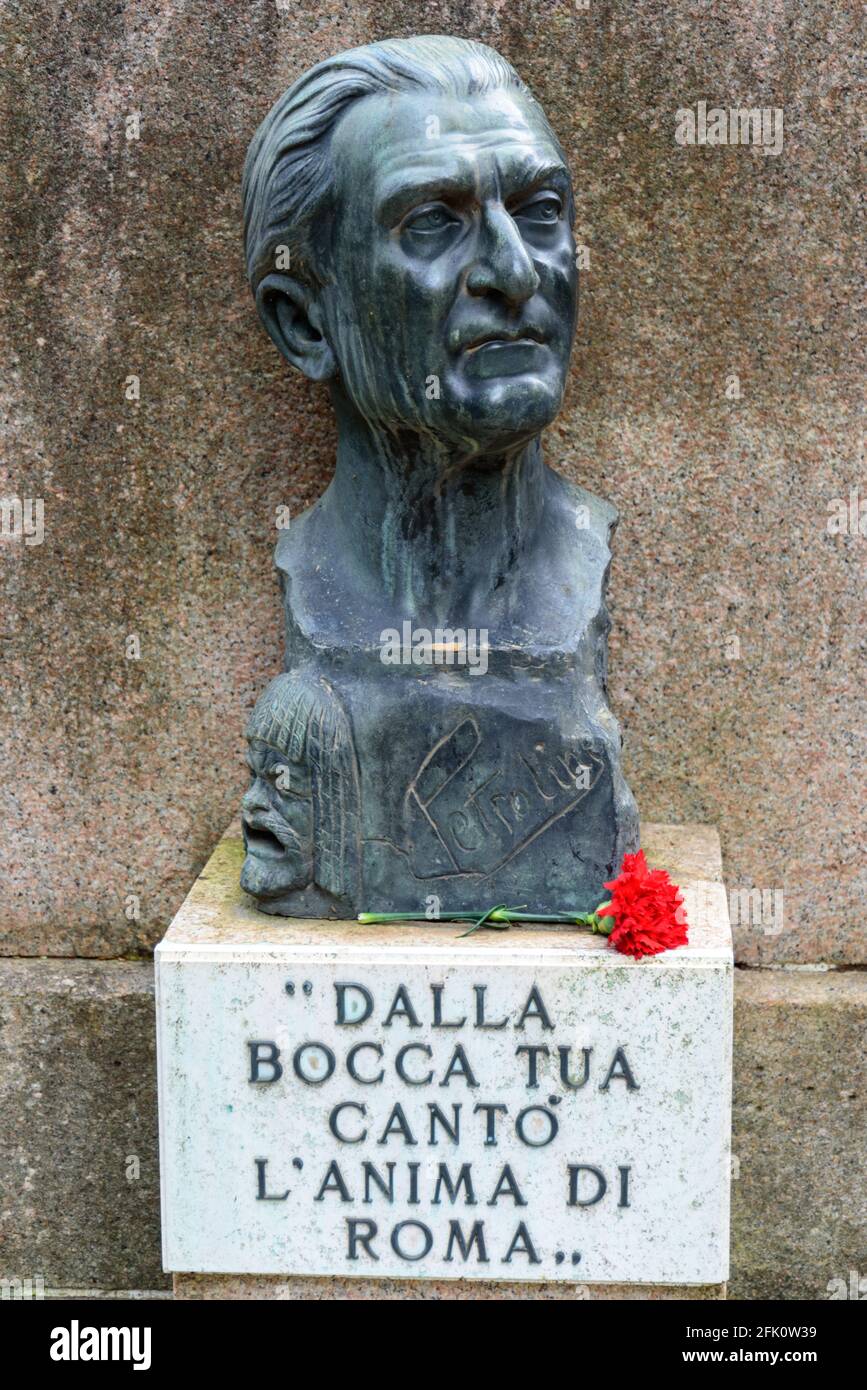 Cimitero monumentale di Verano, tomba di Ettore Petrolini, attore, drammaturgo, sceneggiatore e romanziere, Distretto Tiburtino, Via dei cimiteri europei, Roma, Foto Stock