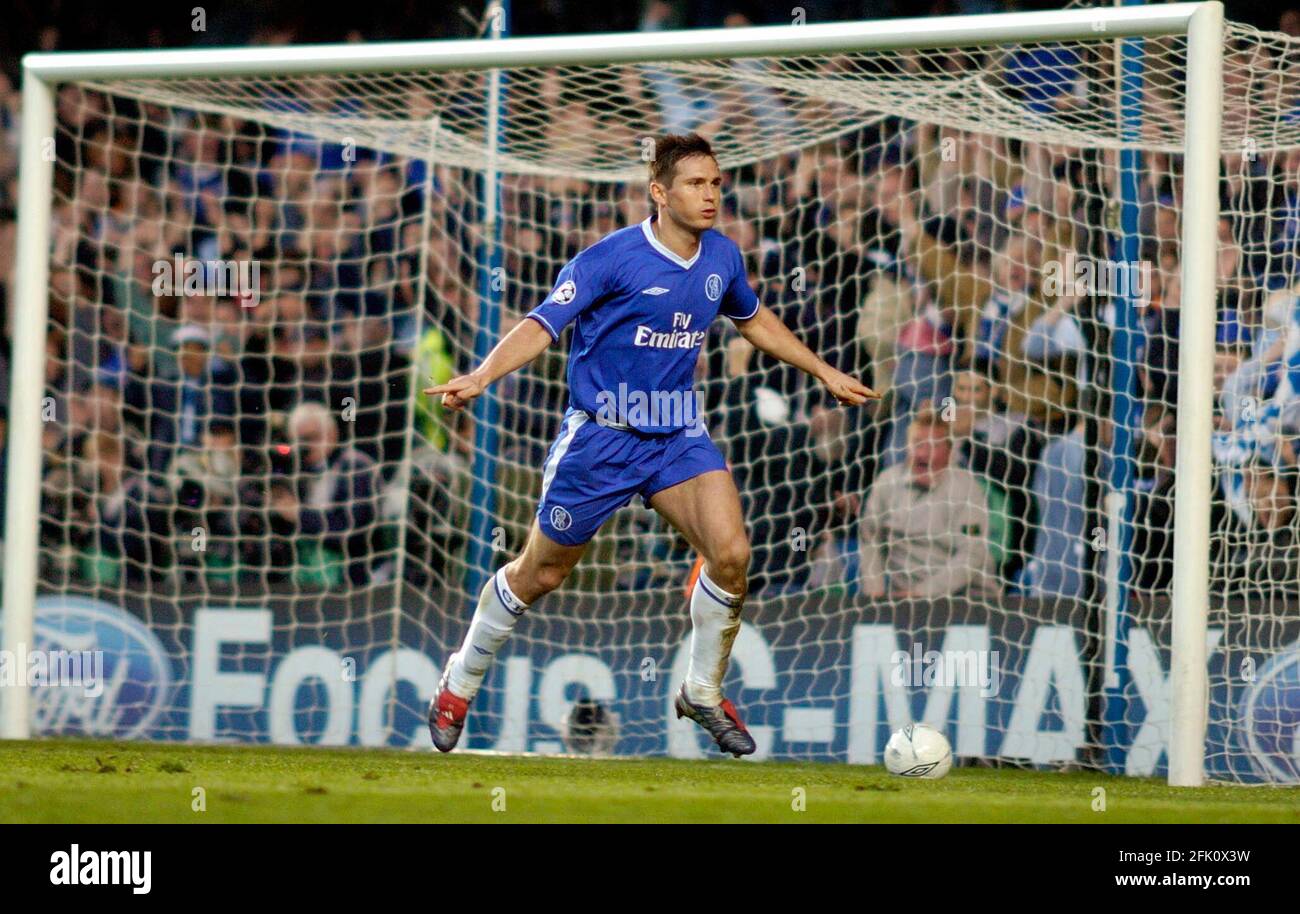 FRANK LAMPARD CHAMPIONS LEAUGE SEMI-FINALE 2° TAPPA CHELSEA V MONACO 5/5/2004 LAMPARD DOPO AVER SEGNATO IL 2° GOAL FOTO DAVID ASHDOWNCHAMPIONS CAMPIONATO DI CALCIO Foto Stock