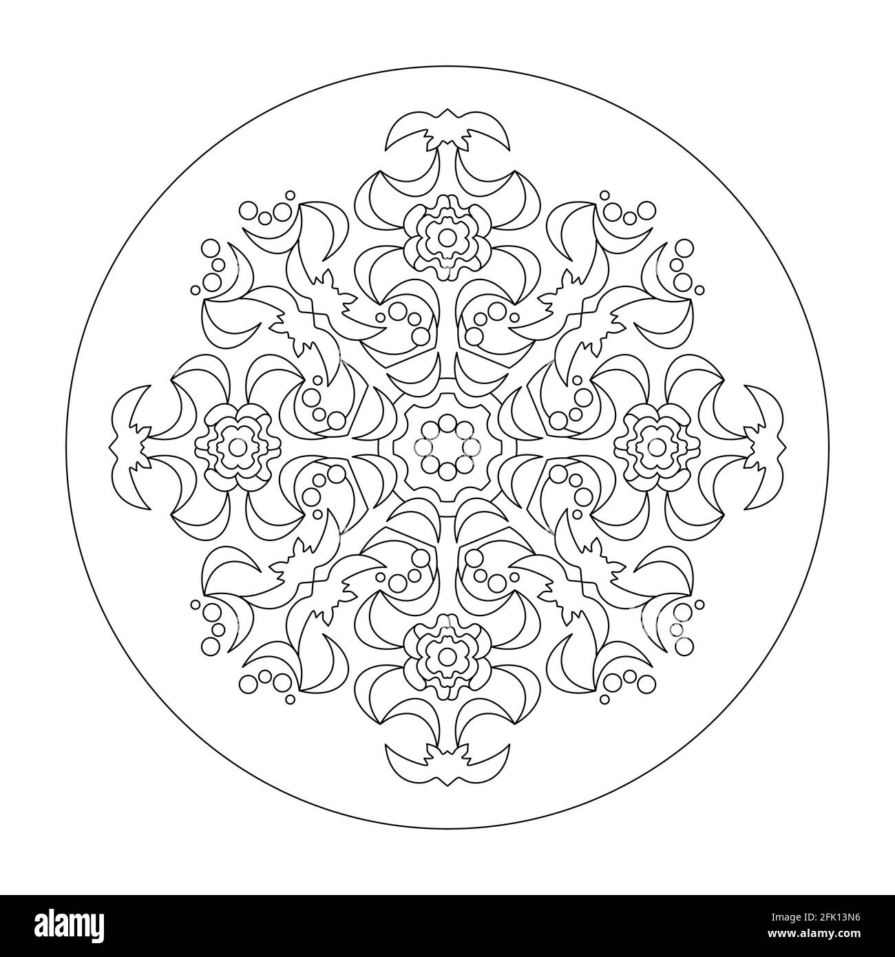 Pagina Mandala da colorare. Riassunto. Art Therapy. Anti-stress. Immagine vettoriale in bianco e nero. Illustrazione Vettoriale