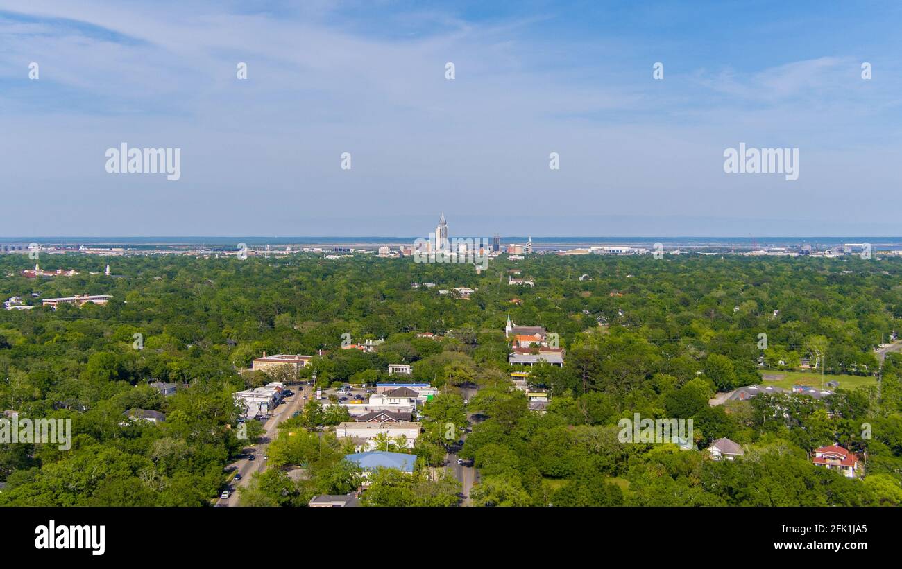 Vista aerea del centro di Mobile, Alabama Foto Stock