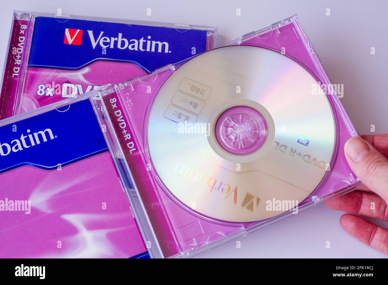 Disco DVD vuoto in una custodia per la registrazione Foto Stock