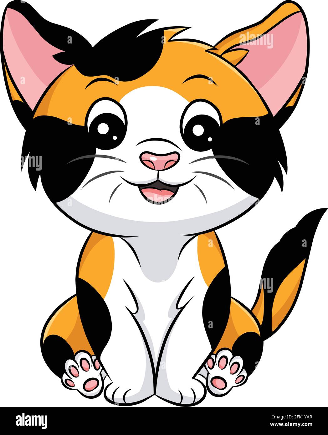 Cute Calico Cat cartoon vettore illustrazione Illustrazione Vettoriale