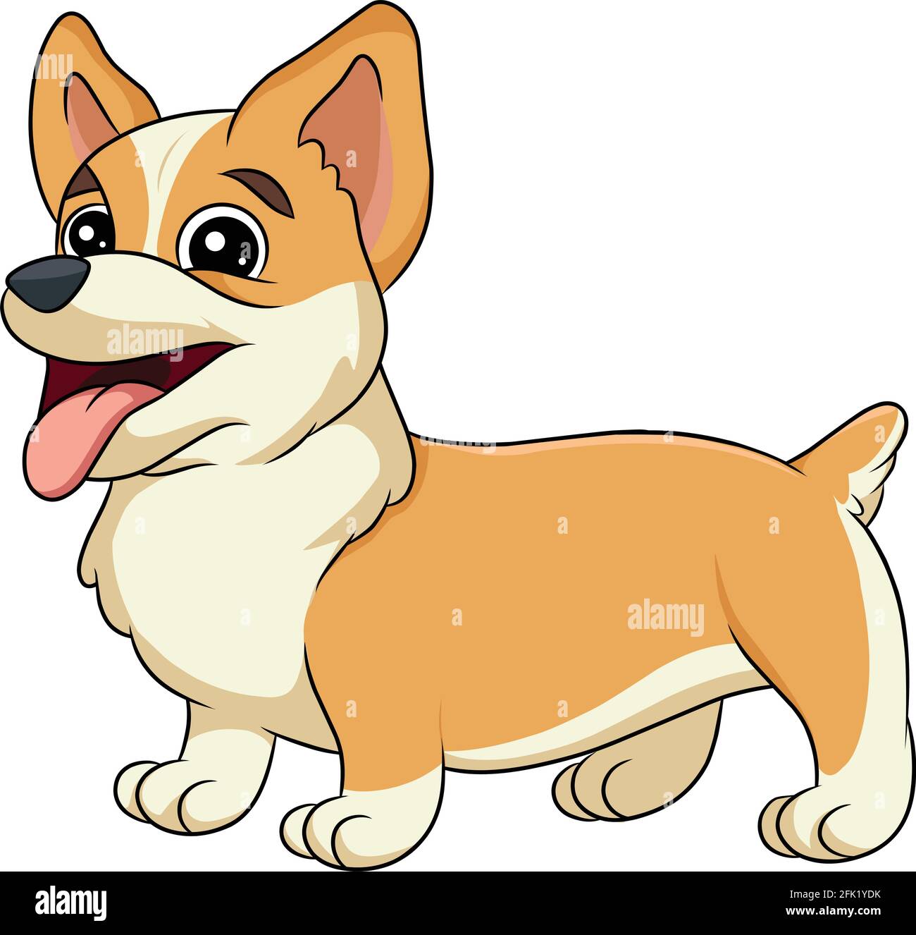 Carino Corgi cane Cartoon illustrazione arte Illustrazione Vettoriale