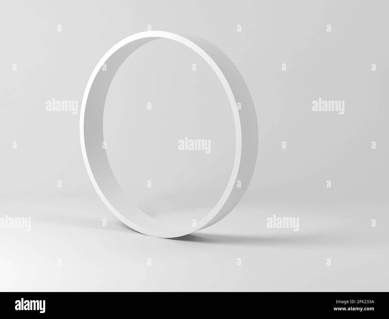 Cerchio bianco vuoto in uno studio vuoto, illustrazione di rendering 3d Foto Stock