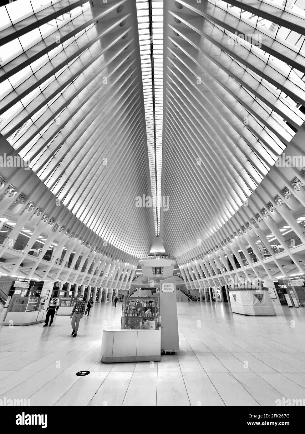 Vista interna dell'Oculus al World Trade Center di Manhattan, New York, progettato da Santiago Calatrava Foto Stock