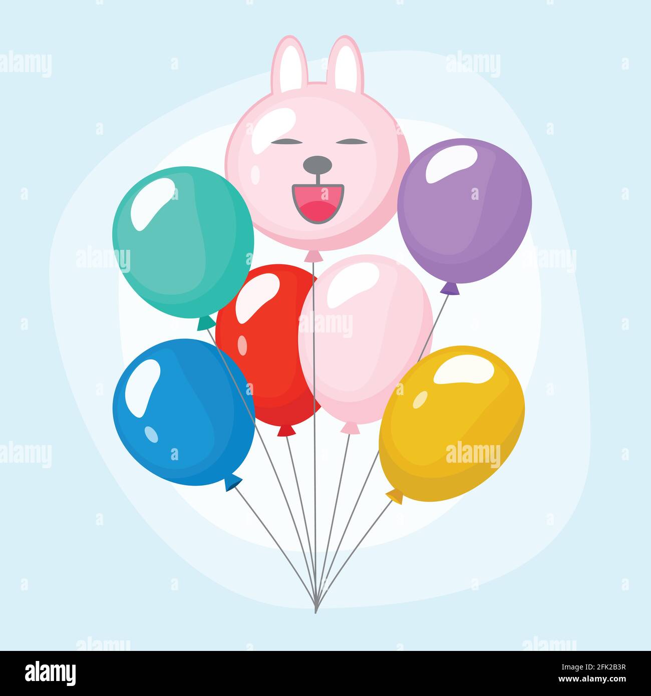 Fascio di bollature. Colorato gioioso mazzo di partito aria palloncini vettore cartoon set Illustrazione Vettoriale