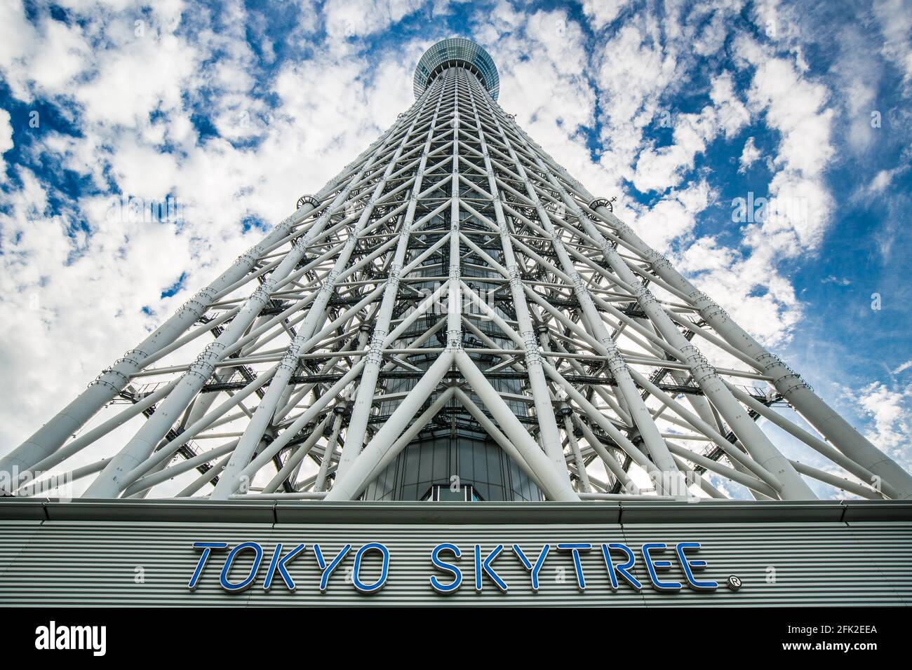 Tokyo Skytree, la torre più alta del mondo. Si tratta di una struttura di radiodiffusione e osservazione a Sumida, Tokyo. Foto Stock