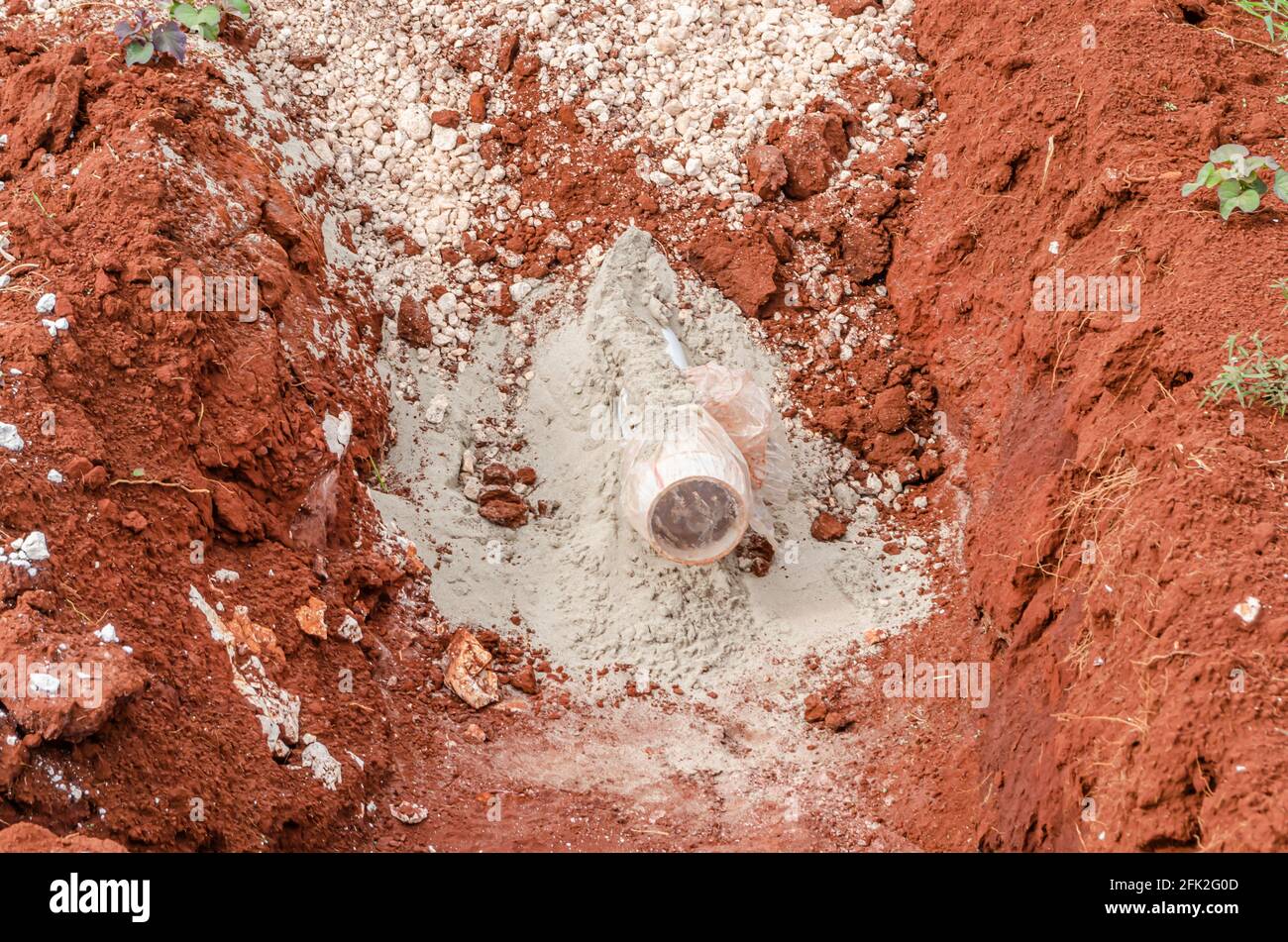 Estremità di copertura in plastica del tubo dell'acqua Foto Stock