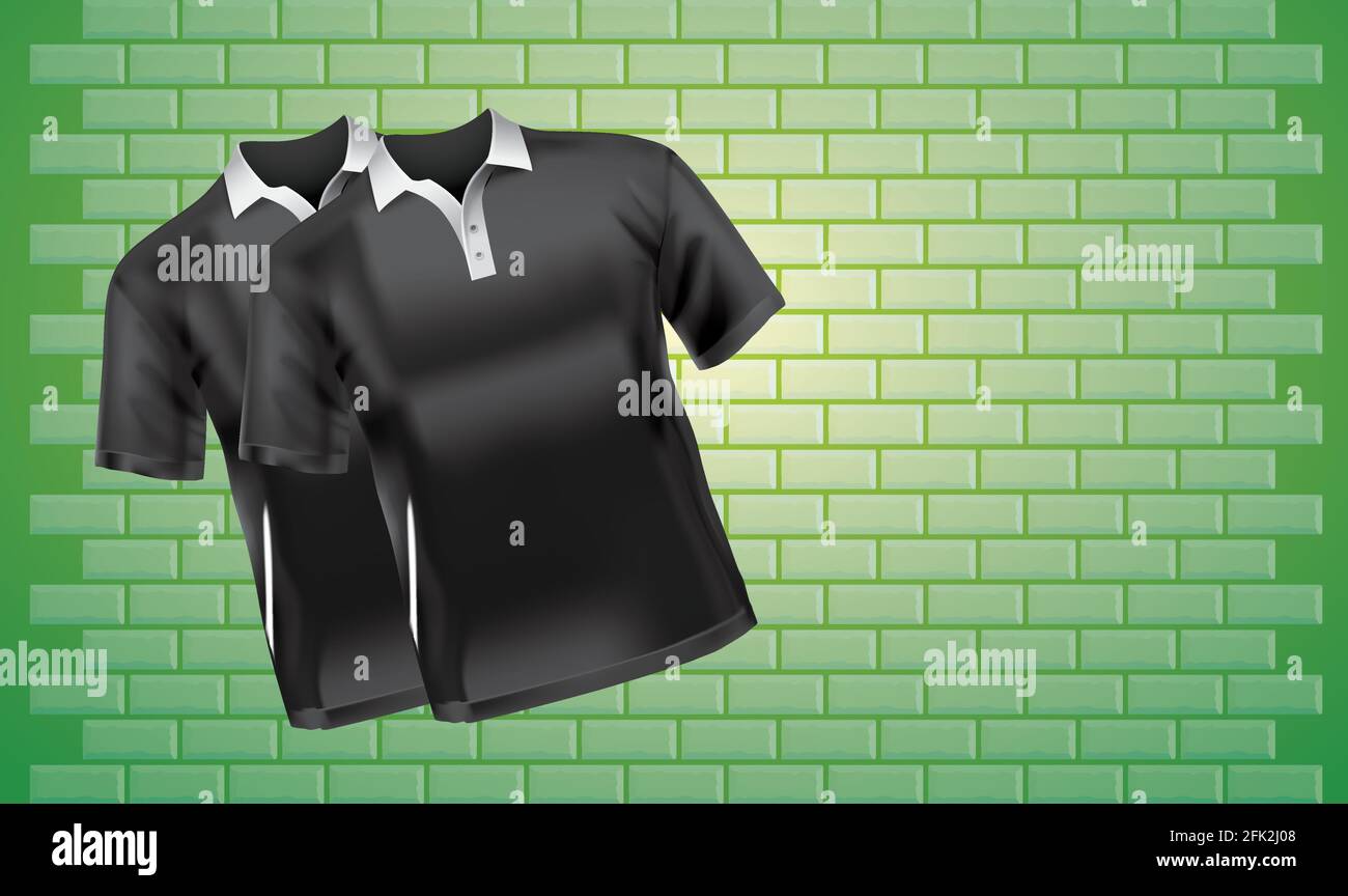 Mock up di un paio di T camicie su astratto verde sfondo Illustrazione Vettoriale