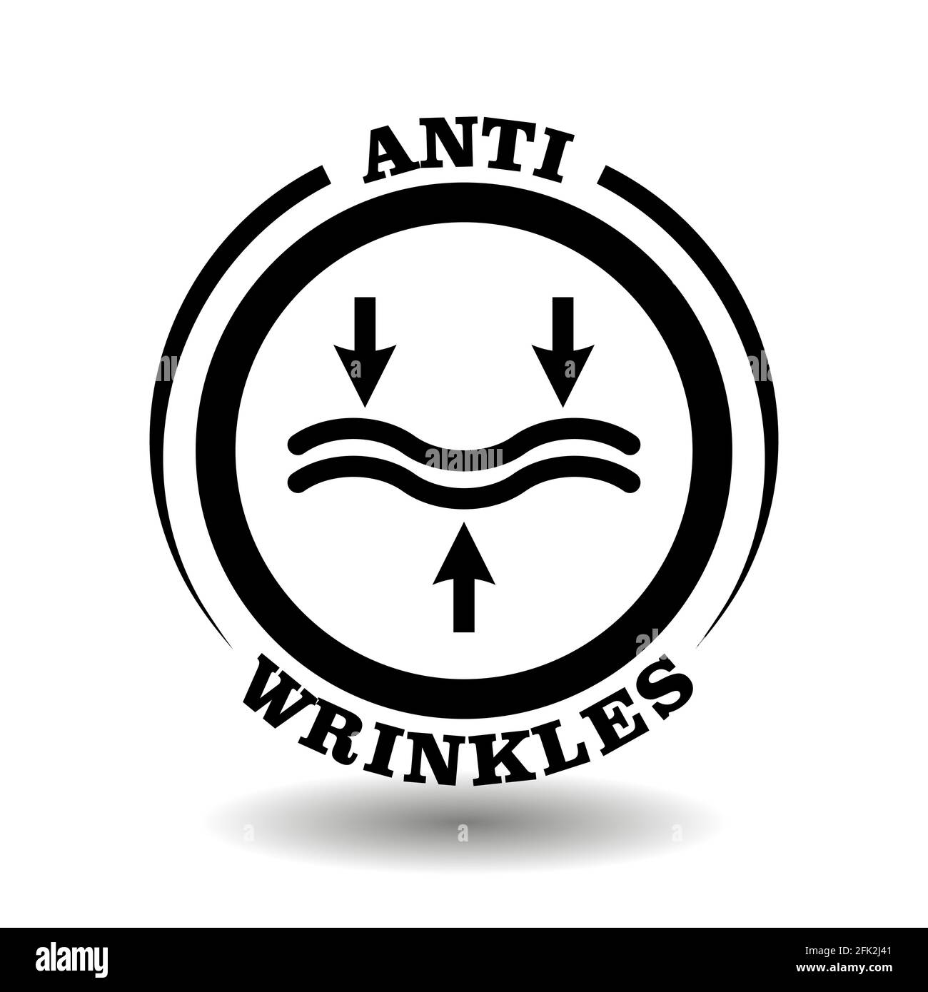 Logo vettoriale circolare per confezioni cosmetiche antirughe. Icona crema anti-invecchiamento con ingredienti chimici ringiovanenti per la cura della pelle della vecchiaia. Nero r Illustrazione Vettoriale