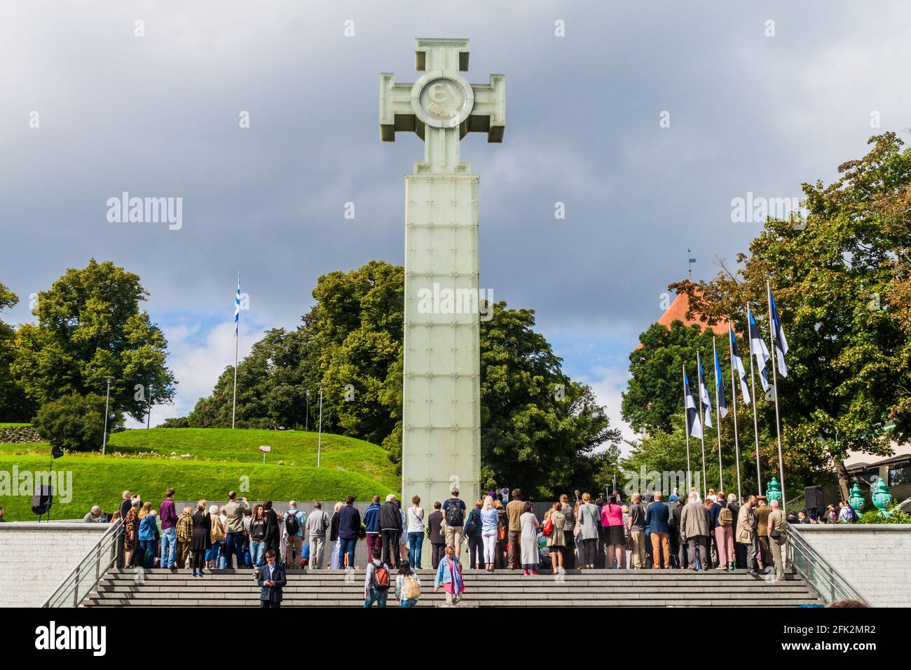 TALLINN, ESTONIA - 23 AGOSTO 2016: Colonna della vittoria della guerra di indipendenza a Tallinn, Estonia Foto Stock