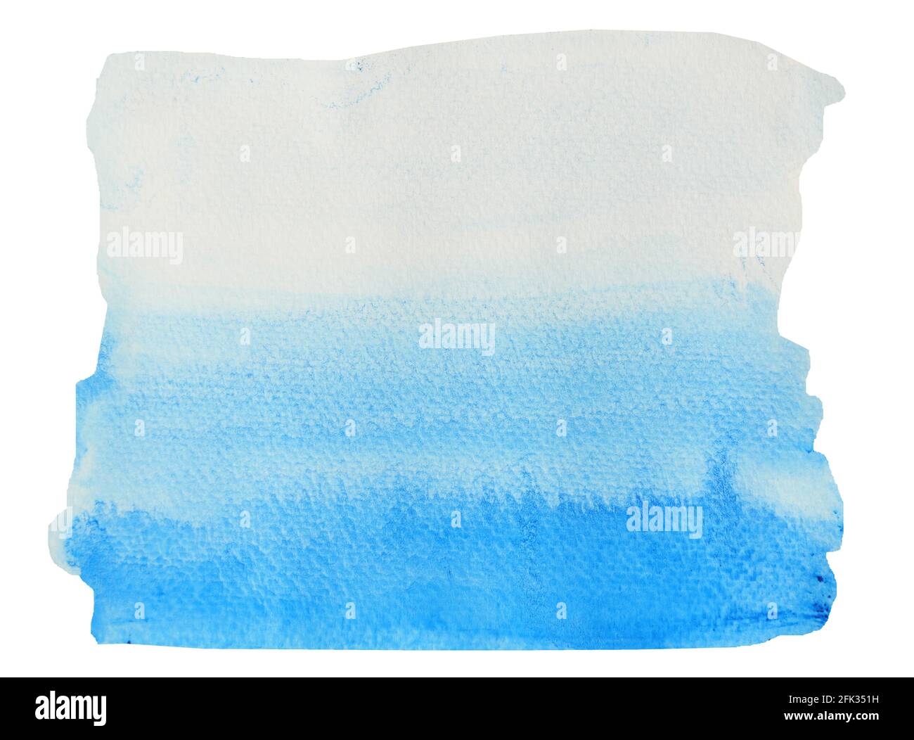 Gradiente di colore, da scuro a chiaro , macchie blu del flusso sulla superficie bianca , illustrazione astratta e sfondo luminoso da acquerello disegnare a mano su un foglio di carta Foto Stock