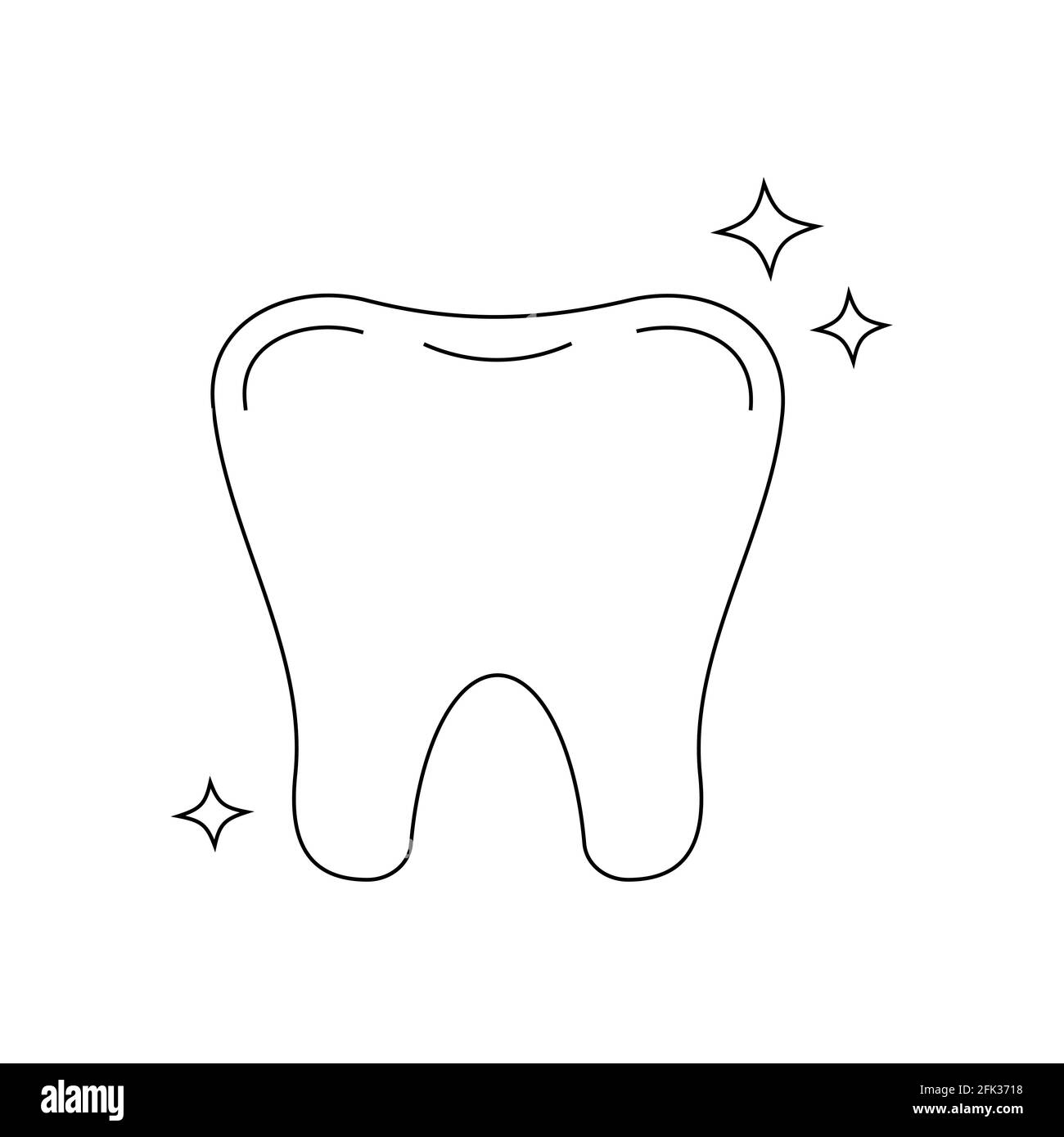 Dente forte linea dentale icona arte isolato su sfondo bianco. Illustrazione Vettoriale