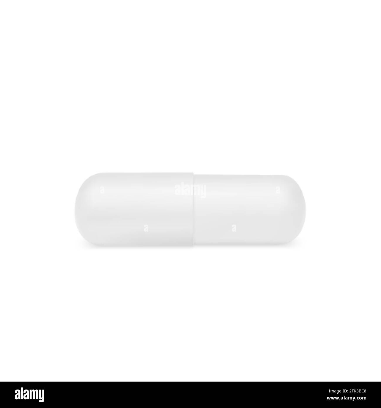 Pillola bianca realistica. Compressa di trattamento realistica. Capsula di vitamine su sfondo bianco. Vettore Illustrazione Vettoriale