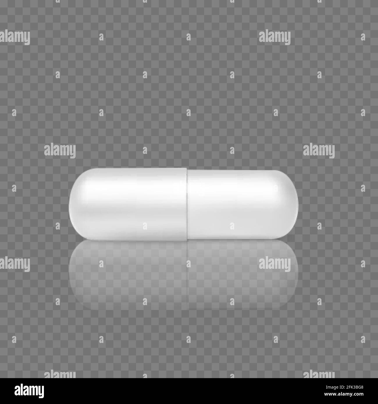 Pillola bianca realistica. rendering 3d della compressa della capsula. Salute e medicina oggetto. Vettore Illustrazione Vettoriale