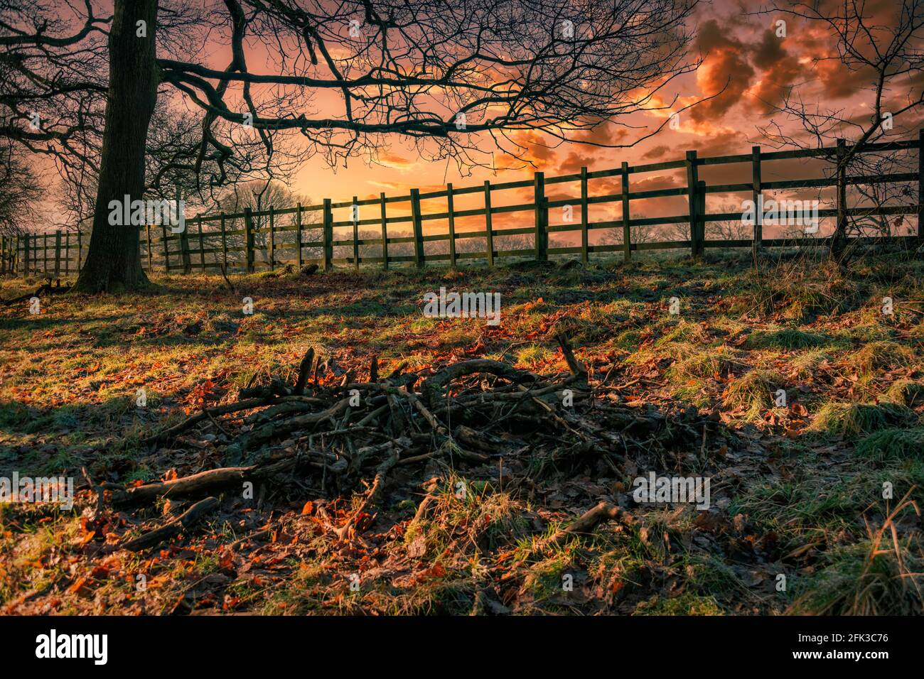 Tramonto nel Derbyshire. Foto Stock