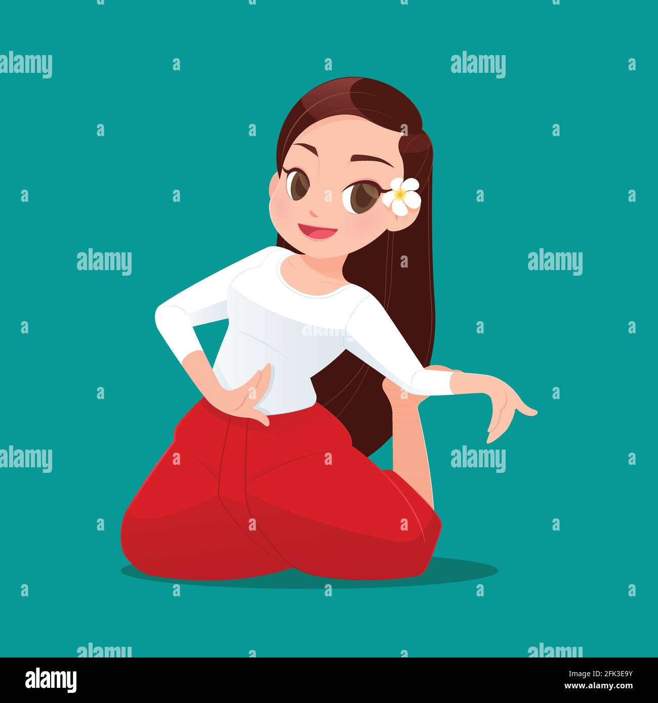 Belle donne Thai Dancing tradizionale UNA danza della Thailandia, illustrazione vettoriale Illustrazione Vettoriale
