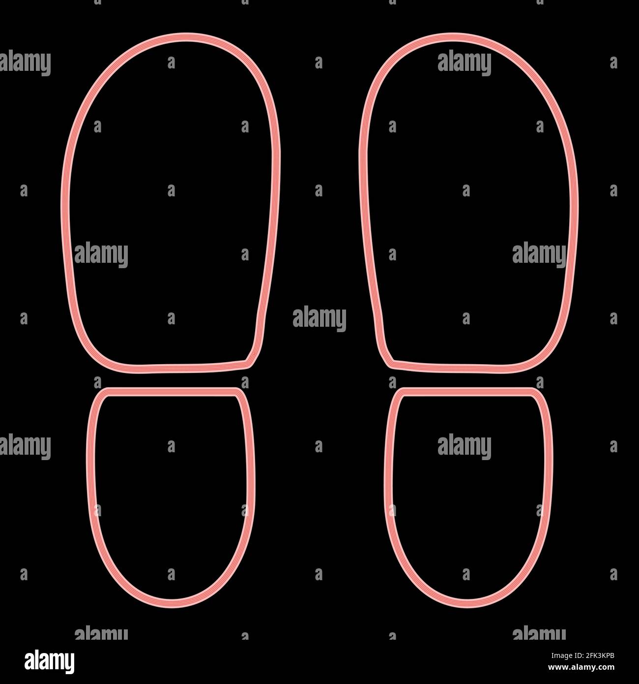 Il neon traccia i tacchi delle scarpe è il rosso immagine vettoriale a colori immagine chiara in stile piatto Illustrazione Vettoriale
