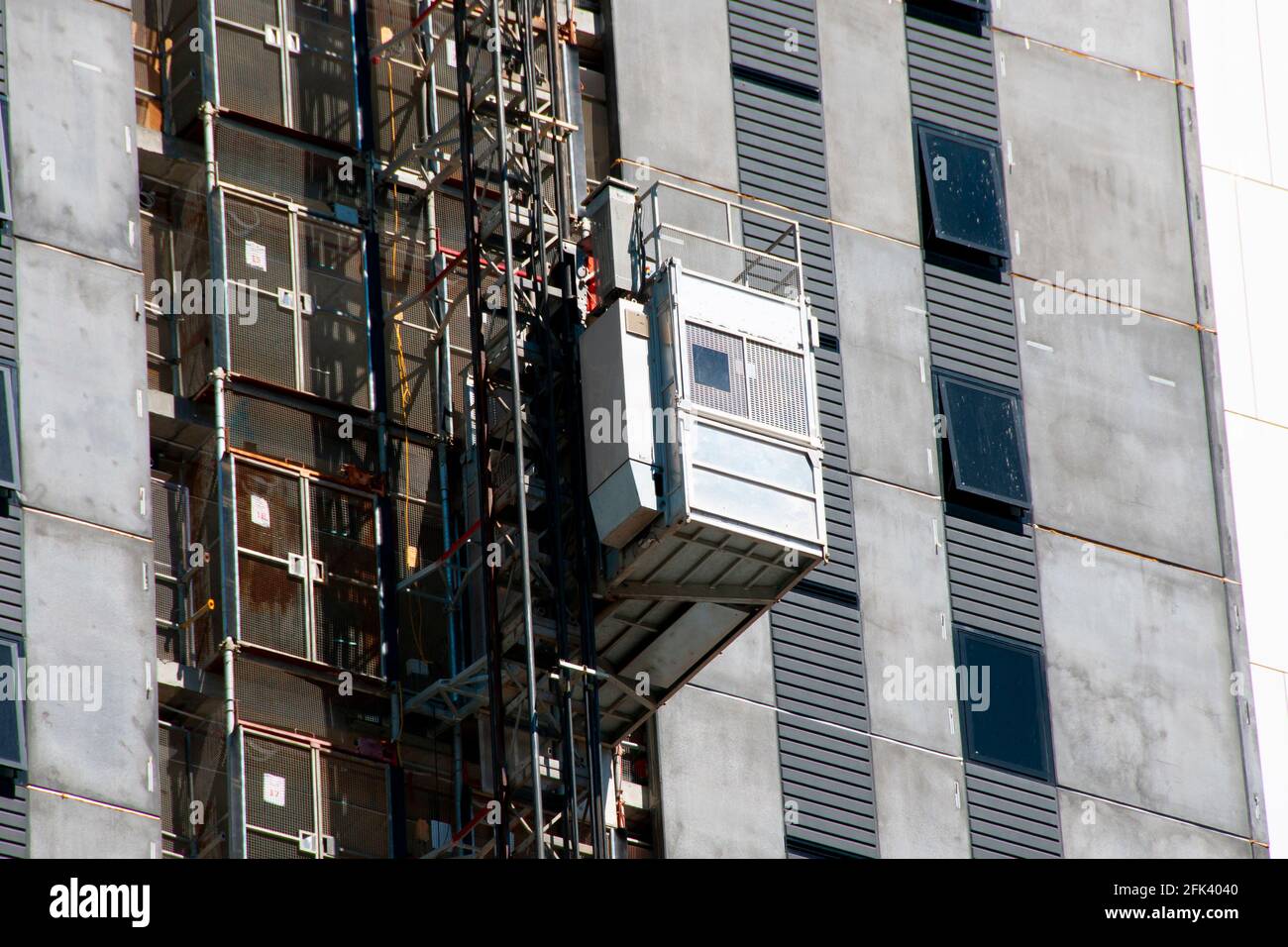 Costruzione Ascensore di un alto edificio Foto Stock