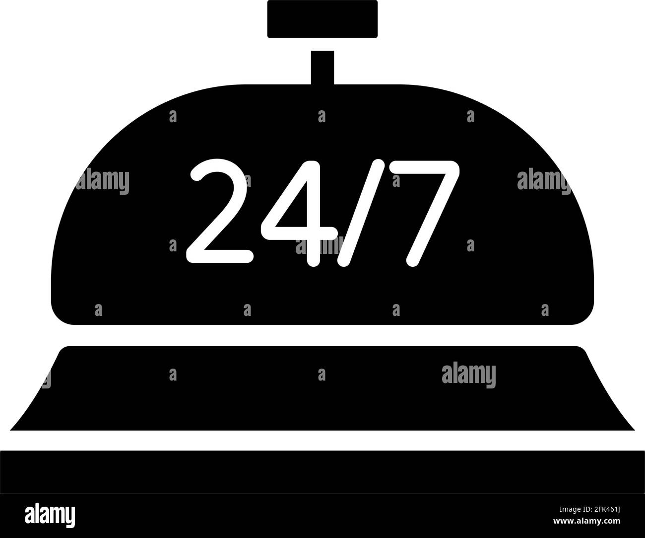 icona glifo nero servizio concierge 24 ore su 24 Illustrazione Vettoriale