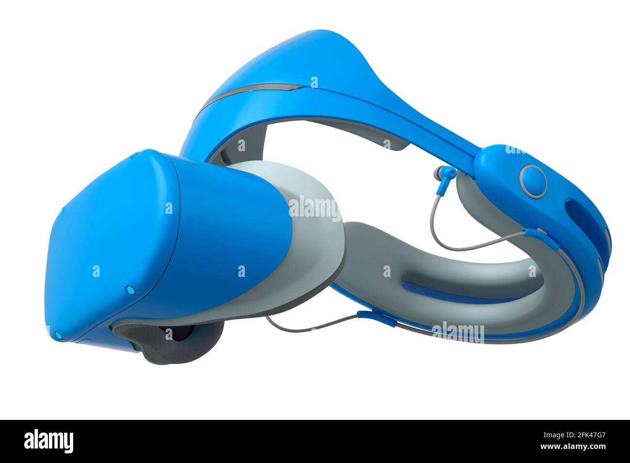 Occhiali di realtà virtuale blu isolati su sfondo bianco. rendering 3d Foto Stock
