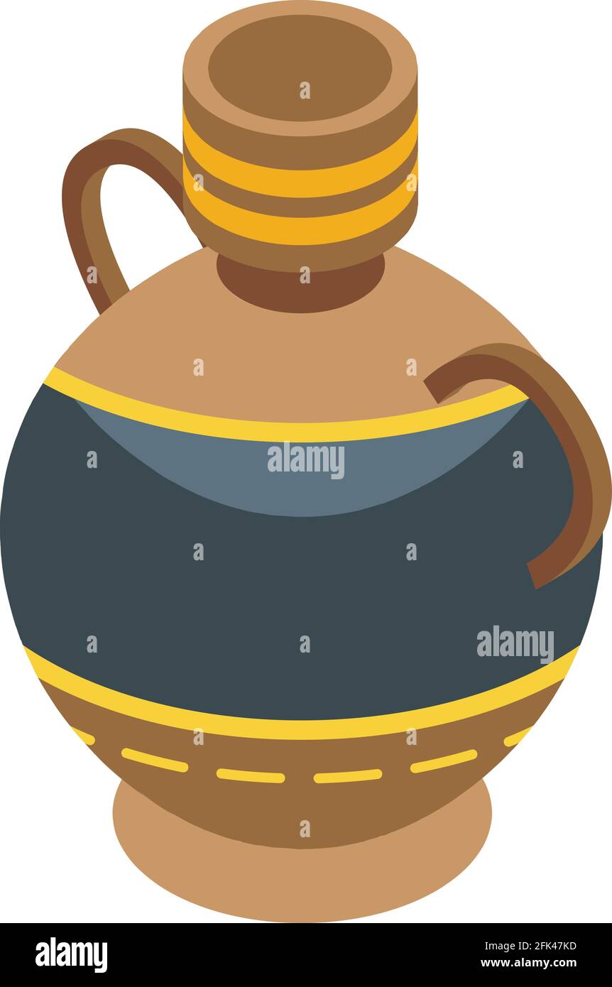 Icona anfora di argilla. Isometrica dell'icona vettoriale anfora di Cay per il web design isolato su sfondo bianco Illustrazione Vettoriale