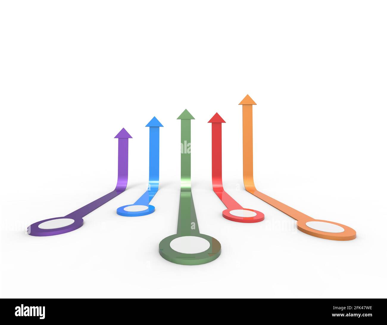 Freccia colorata. Business in crescita concetto.il rendering 3D. Foto Stock