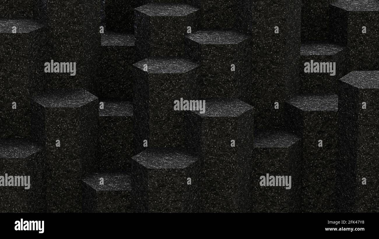 Sfondo del motivo esagonale dell'asfalto. Rendering 3D. Foto Stock