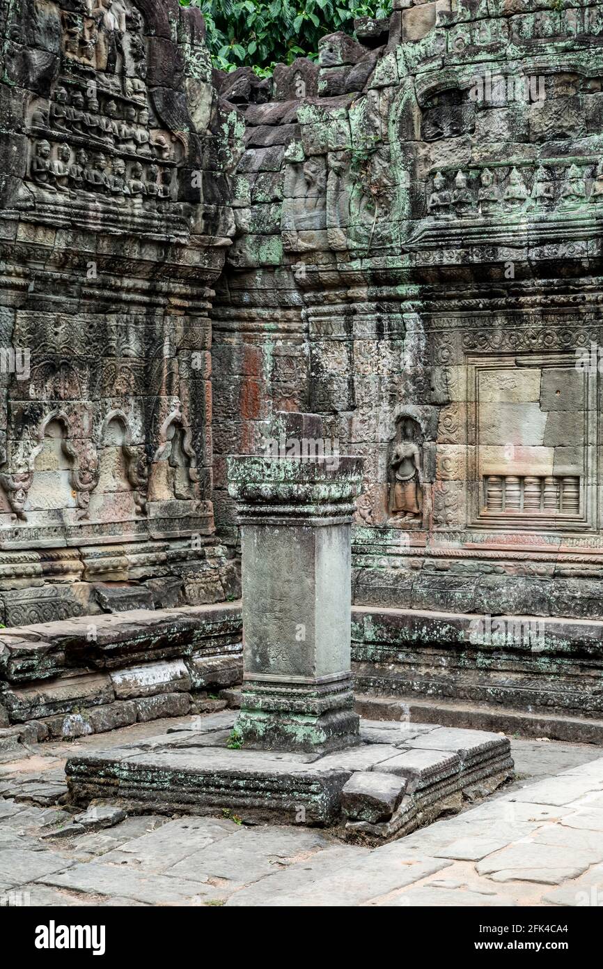 Cortile, Tempio di Preah Khan, Parco Archeologico di Angkor, Siem Reap, Cambogia Foto Stock