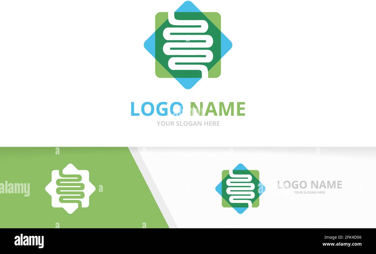Combinazione di logo intestinale. Esclusivo modello di logotipo del sistema digestivo. Illustrazione Vettoriale