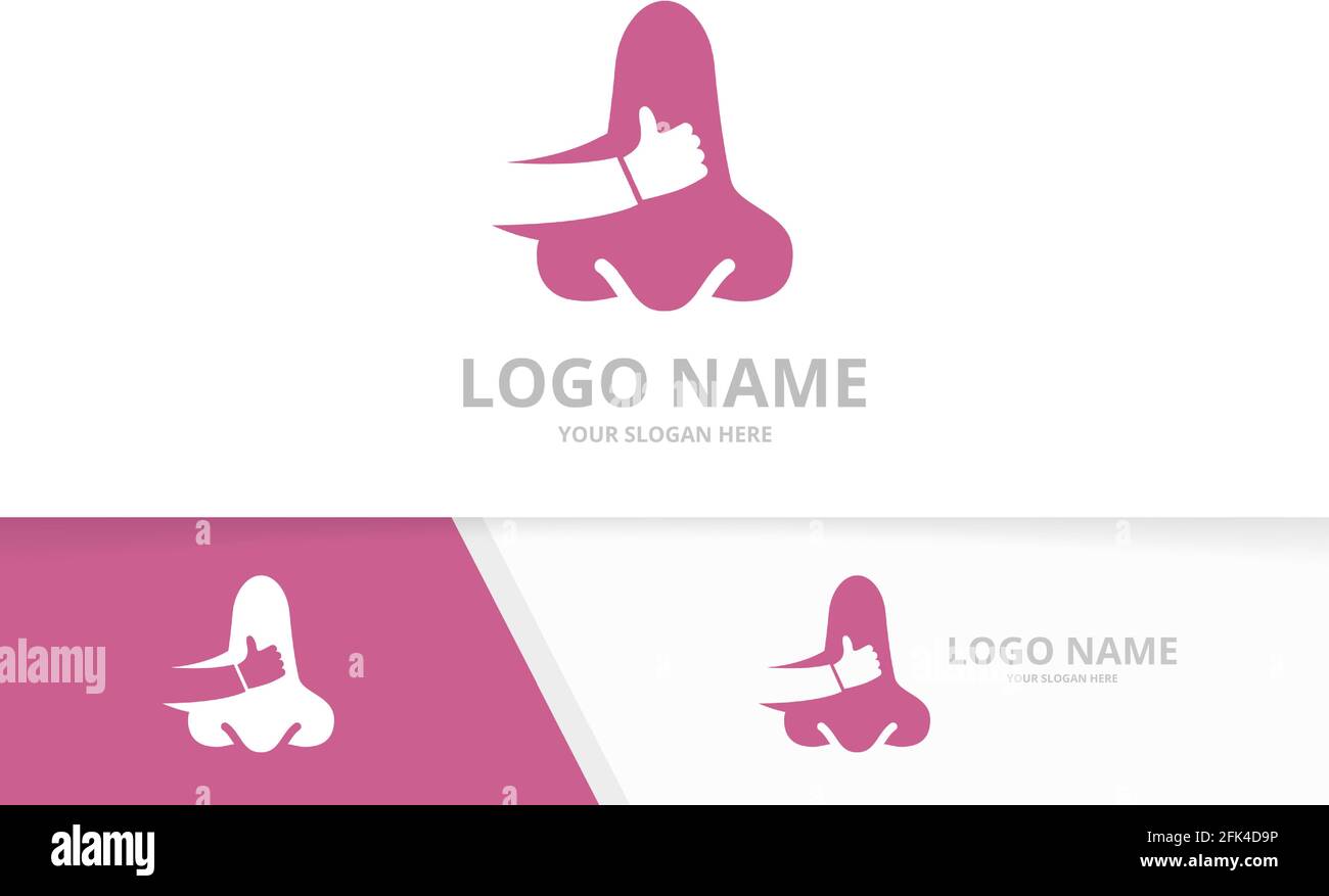 Migliore combinazione di logo naso. Clinica ENT, modello di logotipo otolaringologico. Illustrazione Vettoriale
