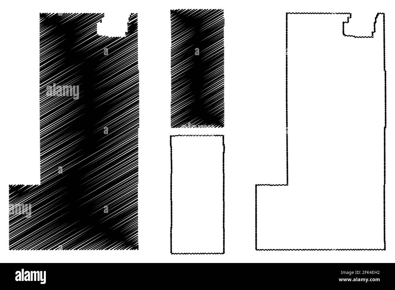 Albany e Campbell County, Stato del Wyoming (contea degli Stati Uniti, Stati Uniti d'America, Stati Uniti) mappa vettoriale, mappa di schizzo scrimble Illustrazione Vettoriale