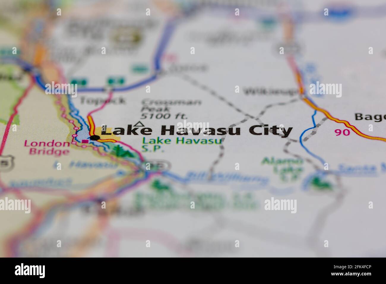 Lake Havasu City Arizona USA mostrato su una mappa geografica o mappa stradale Foto Stock