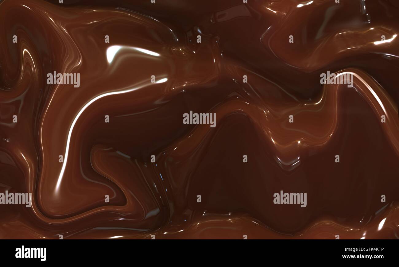 Primo piano di cioccolato fuso. Onde marroni. Foto Stock