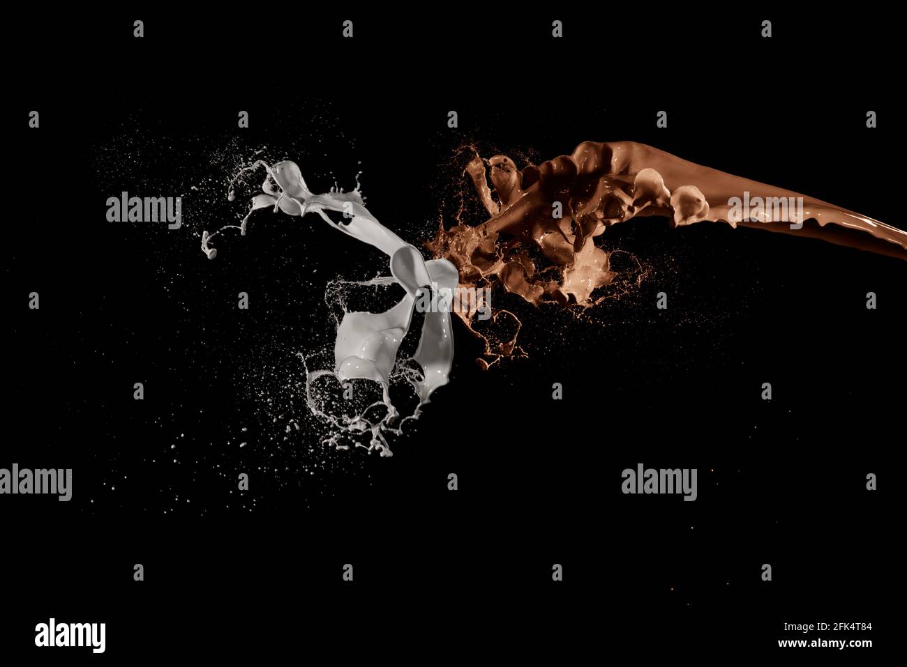colore liquido astratto splash su sfondo nero Foto Stock
