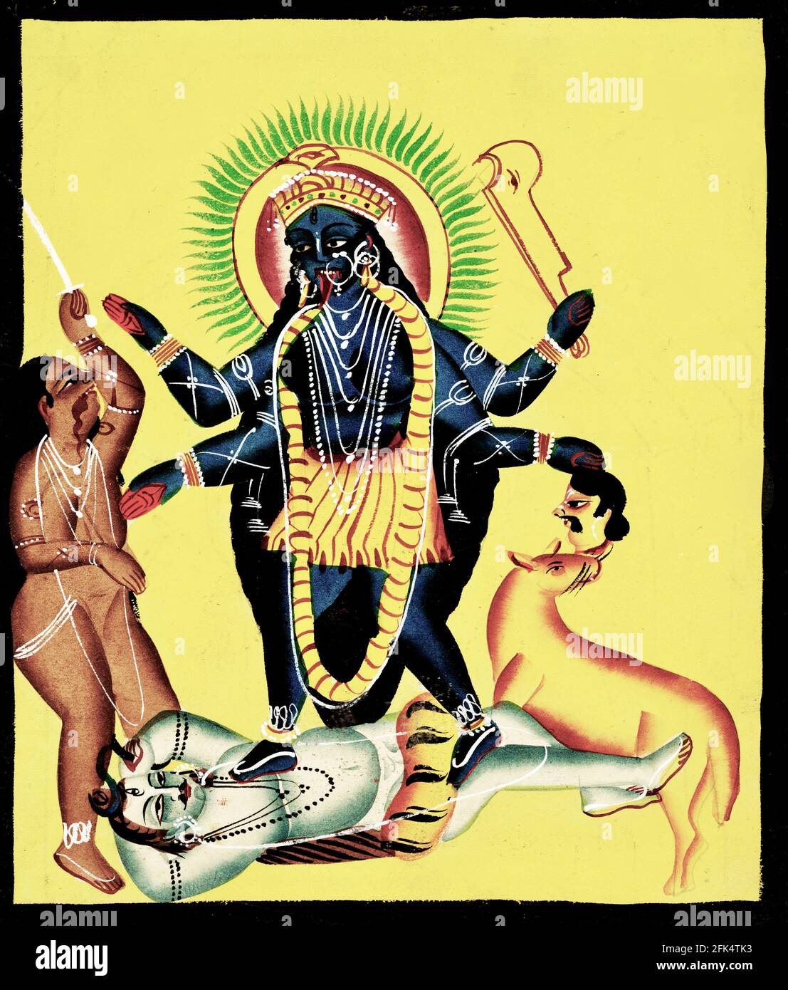 Kali in piedi su Shiva - 1800 Foto Stock