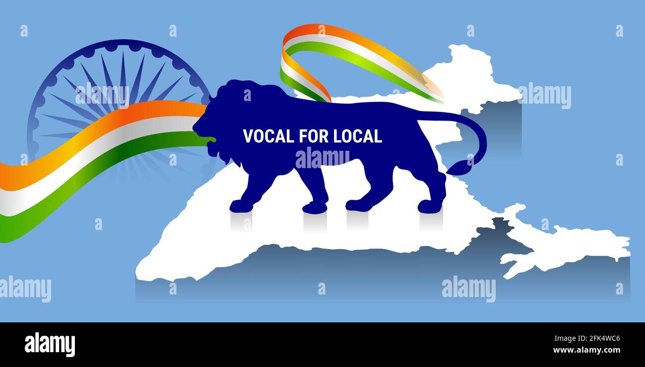 Voce per lo slogan locale dato dal primo ministro indiano per potenziare l'economia indiana. Illustrazione vettoriale Made in India Concept. Illustrazione Vettoriale