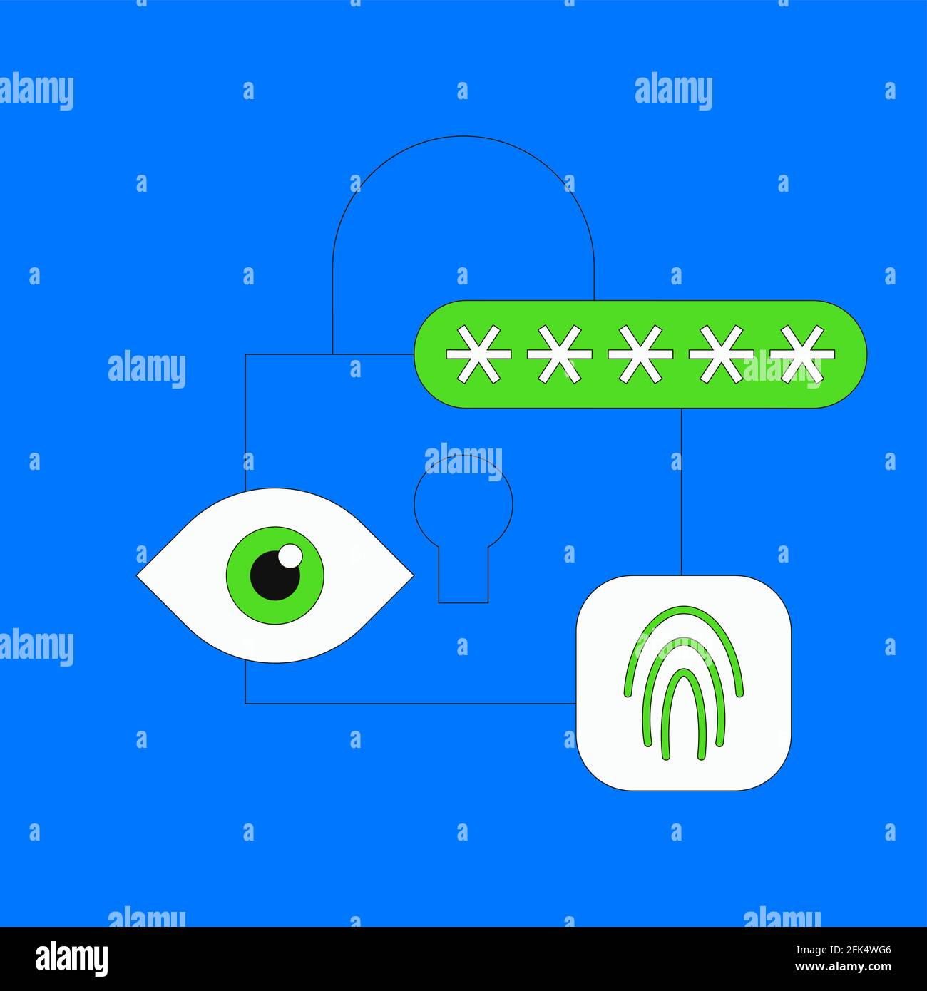 Illustrazione del concetto di verifica biometrica Illustrazione Vettoriale