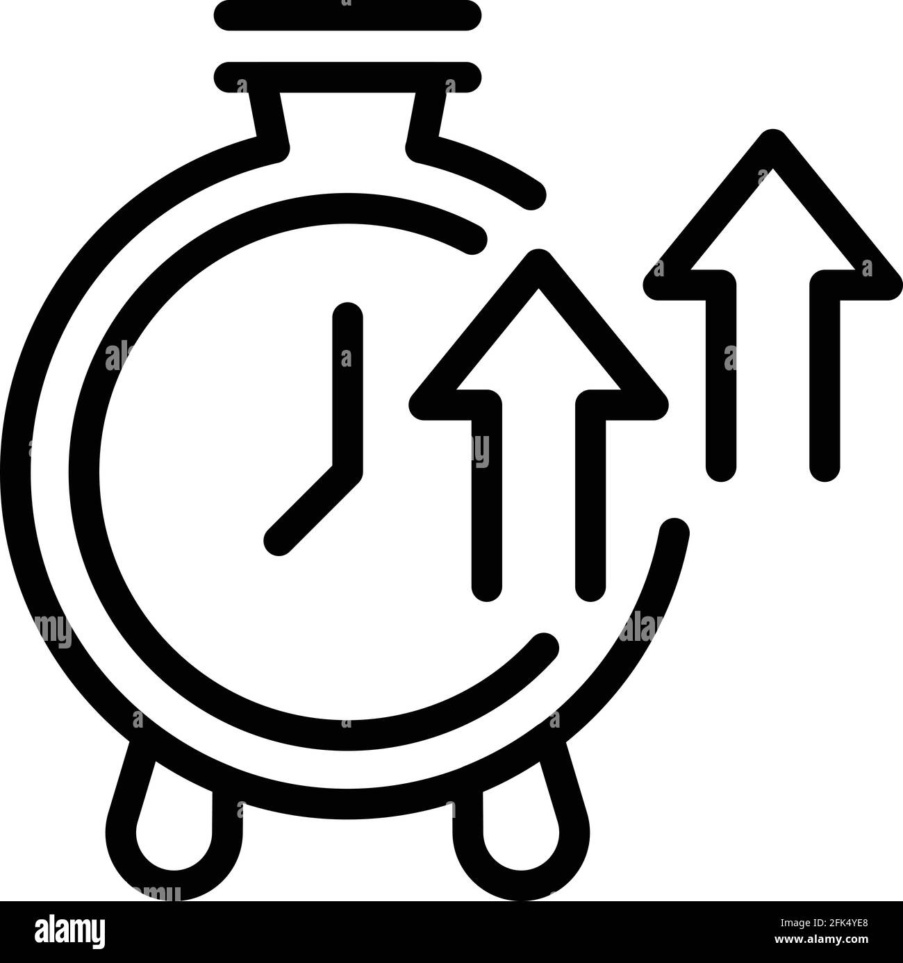 Icona di crescita del cronometro. Contorno icona del vettore di crescita del cronometro per il web design isolato su sfondo bianco Illustrazione Vettoriale