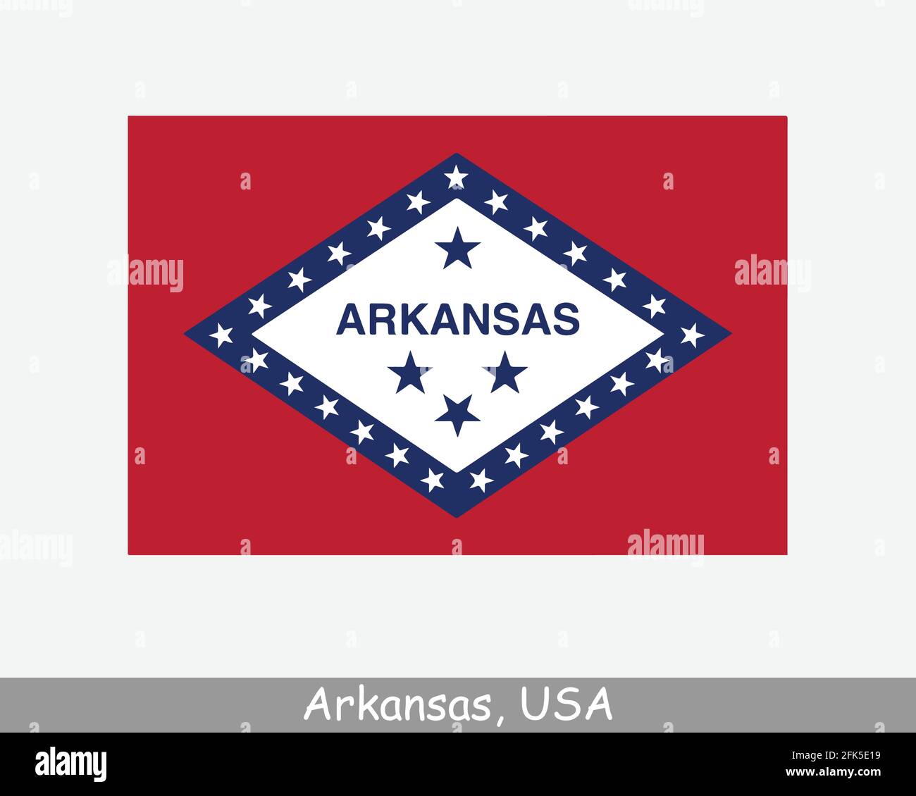 Bandiera dello stato degli Stati Uniti dell'Arkansas. Bandiera di AR, USA isolato su sfondo bianco. Stati Uniti, America, Stati Uniti, Stati Uniti. Vettore il Illustrazione Vettoriale