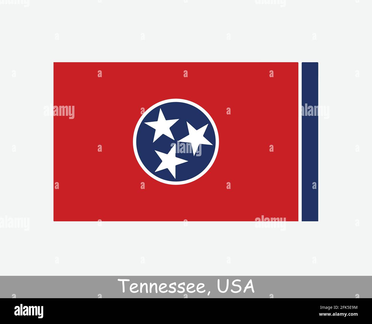 Bandiera dello Stato degli Stati Uniti del Tennessee. Bandiera di TN, Stati Uniti isolati su sfondo bianco. Stati Uniti, America, Stati Uniti, Stati Uniti. Vettore i Illustrazione Vettoriale