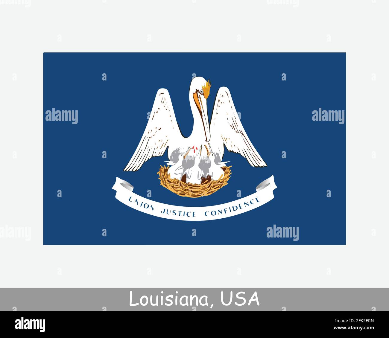 Bandiera della Louisiana USA. Bandiera DI LA, Stati Uniti isolati su sfondo bianco. Stati Uniti, America, Stati Uniti, Stati Uniti. Vettore i Illustrazione Vettoriale